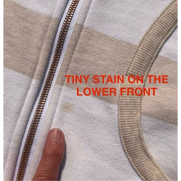 LULULEMON SCUBA cashew white striped FLEECE LINED HOOD HOODIE SWEATSHIRT JACKET - Picture 6 of 10